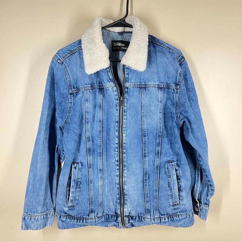 The Tubbo Moment By The Sea Denim Trucker Jacket Super Cool Sherpa Collar Meduim